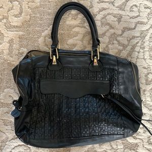 Black, gently used Steve Madden bag with gold detailing